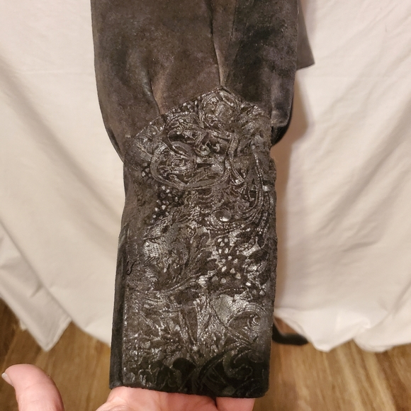 Vntg 80's Wilson Women's Black Crop Bolero Biker Seude Leather Jacket L - Picture 5 of 8